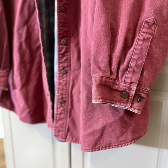 L.L. Bean Vintage Mens Flannel Lined Snap Closure L/S Chore Coat, Burgundy, XLT - Picture 6 of 11